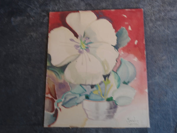 F. Corby - Floral Still Life Red Background - Watercolor P3046