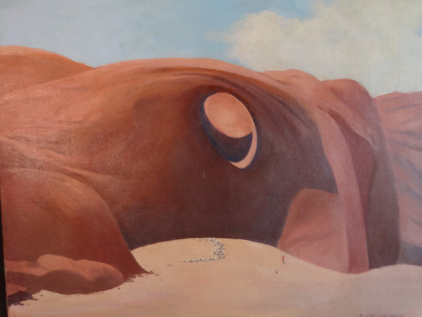 Barry Atwater -Navajo Sheep, Monument Valley - New Mexican Landscape 1930s - Oil on Canvas P3051