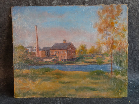 Charles Chamberlain (1871-1947) - The Old Factory By The River - Oil on Board P3100