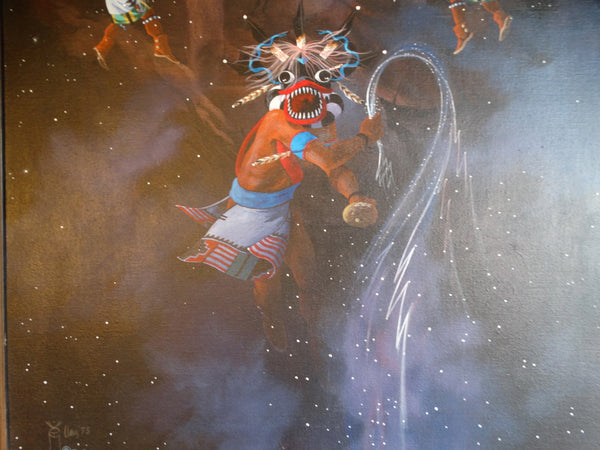 Ted Claus Mythological Hopi Painting - Gods of Lightning - 1975 Oil on Canvas P3105
