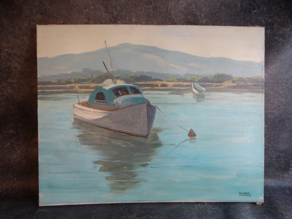 Sam Hyde Harris - Boat Moored In A Lagoon - Oil on Canvas P3106