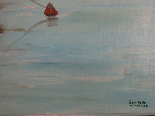 Sam Hyde Harris - Boat Moored In A Lagoon - Oil on Canvas P3106