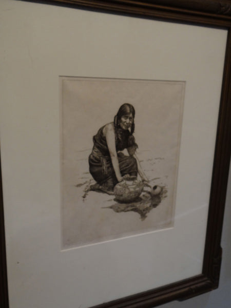 Charles Sindelaer Etching of a Hopi Woman