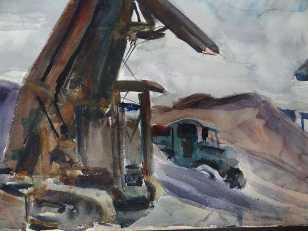 Joseph L Deitch Watercolor: Green Truck, Gravel Pit 1930s-40s