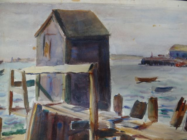 Joseph L Deitch Watercolor: Docks 1930s-40s