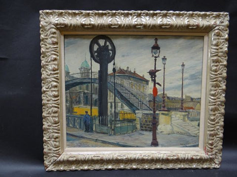 Mentor Huebner “Quai de la Marne” Paris, France Oil on Canvas 1962 P593