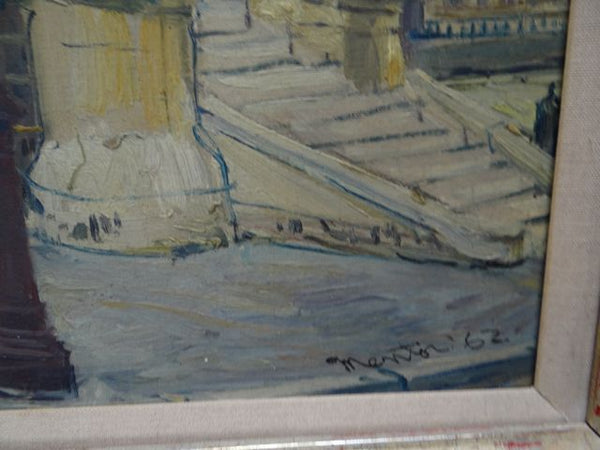 Mentor Huebner “Quai de la Marne” Paris, France Oil on Canvas 1962 P593