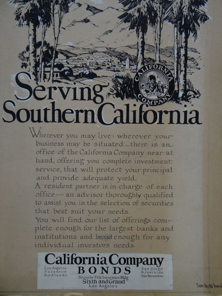 Sam Hyde Harris Advertising Mock-up Original Art “Serving Southern California”