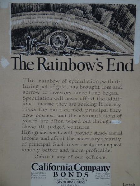 Sam Hyde Harris Advertising Mock-up Original Art “The Rainbow’s End”