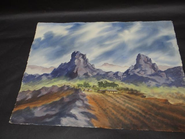 Alfred C. Ybarra (1905 – 2001) Double-sided Watercolor dated 1951 Stormy Desert Skies: Two Views P660