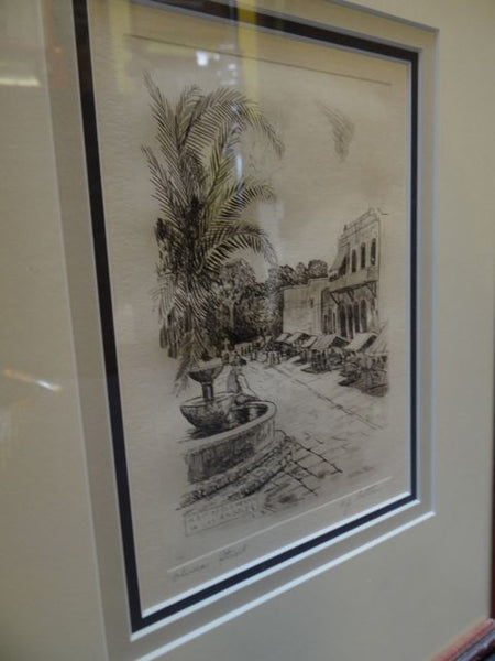 Harold John Brothers (1888 – 1947) Etching of Olvera Street