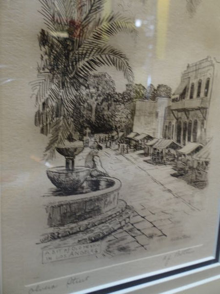 Harold John Brothers (1888 – 1947) Etching of Olvera Street