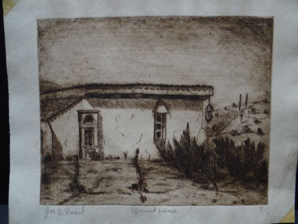 Joe Reed (1916 – 1963) Etching Titled Spanish House