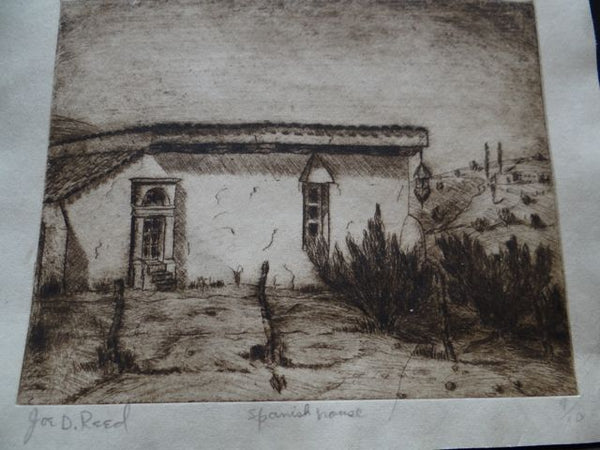 Joe Reed (1916 – 1963) Etching Titled Spanish House