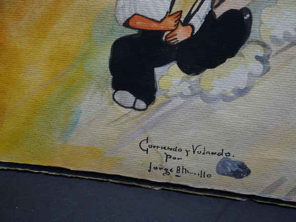 Jorge B. Murillo Watercolor titled “Running and Flying”