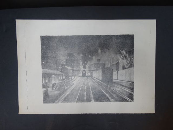 Frederic Watts Litho: Train in Los Angeles Station