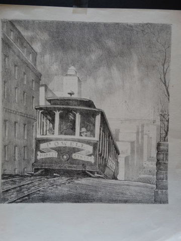Frederic Watts Lithograph: San Francisco Cable Car