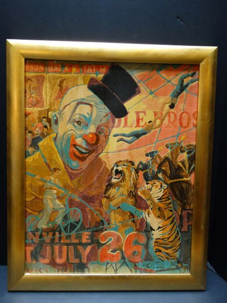 Cole Bros Circus Pop/Illustration Art Oil On Board 1960s