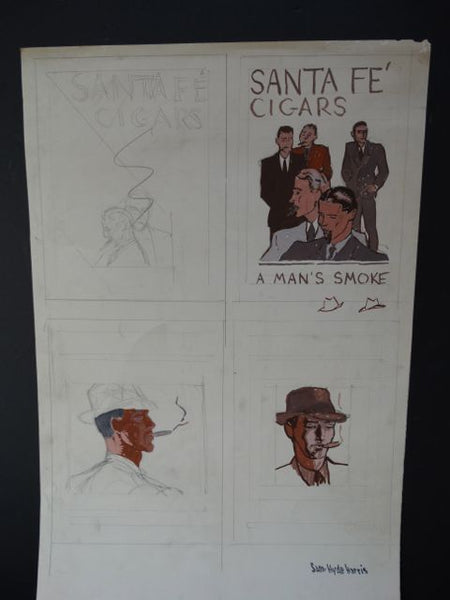Sam Hyde Harris Santa Fe Cigars Working Sketches