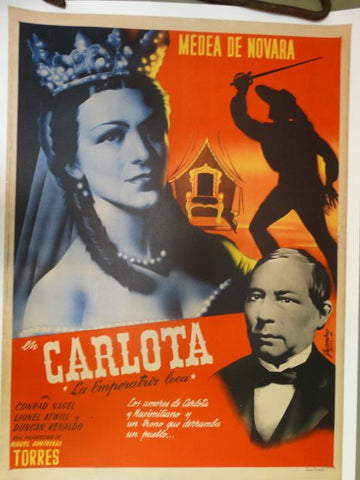 CARLOTA The Mad Empress Original Rare Mexican Movie 1939 Poster